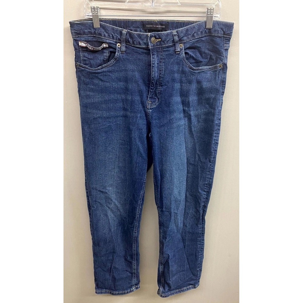 Tommy Hilfiger Ankle Jeans Womens 14 Blue Denim Streetwear Tribeca Straight Leg